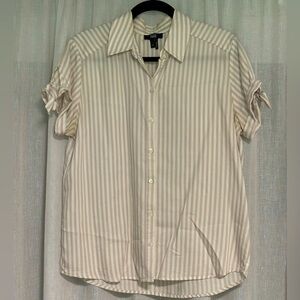 PAIGE Button Up Striped Shirt White and Mauve - Size S